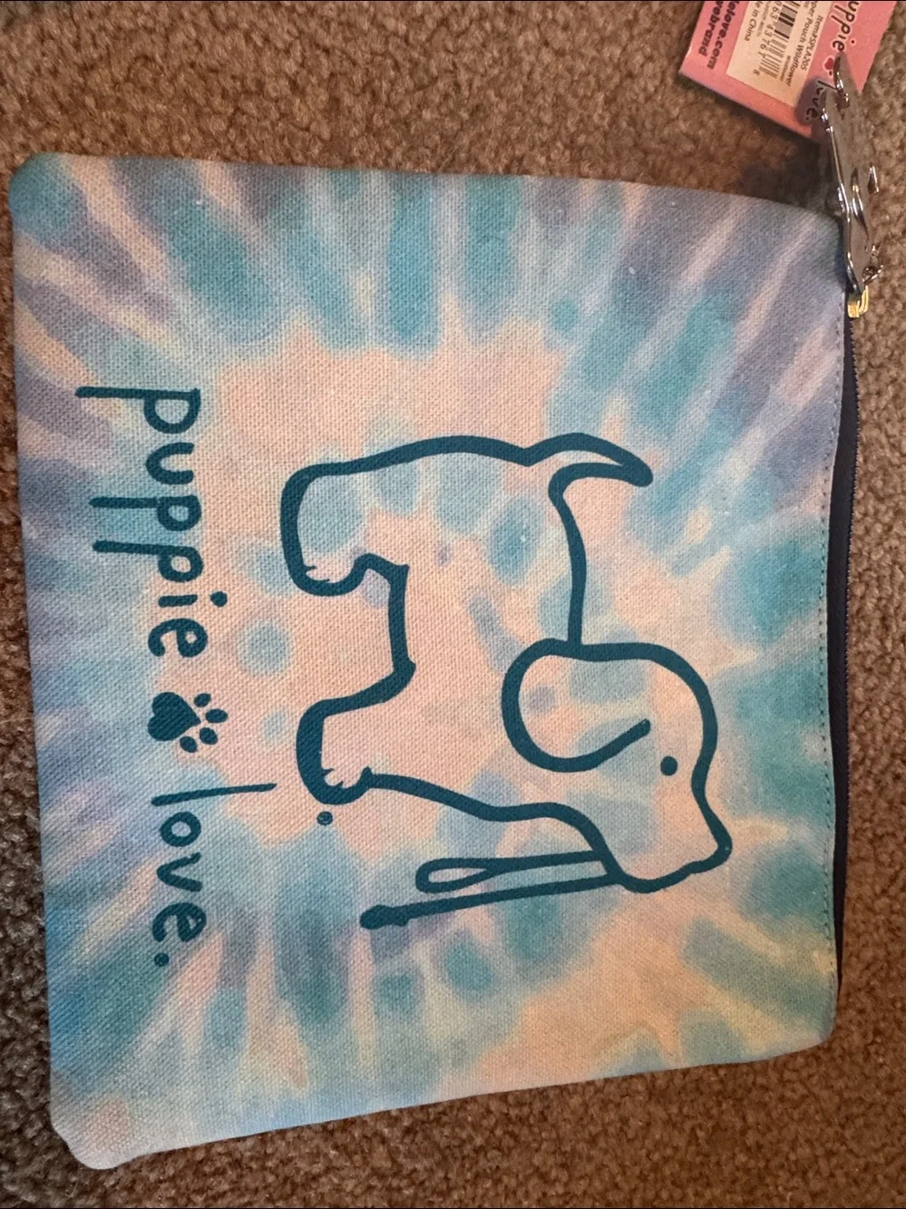 Puppie Love Kids Blue Tie-Dye Dog Zip Pouch